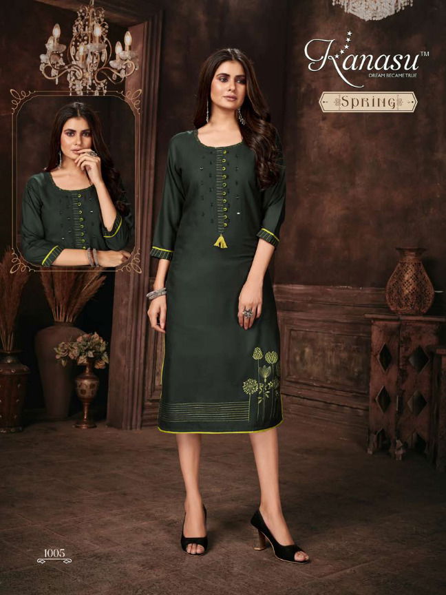 Kanasu Spring Regular Wear Wholesale Embroidery Kurti Collection